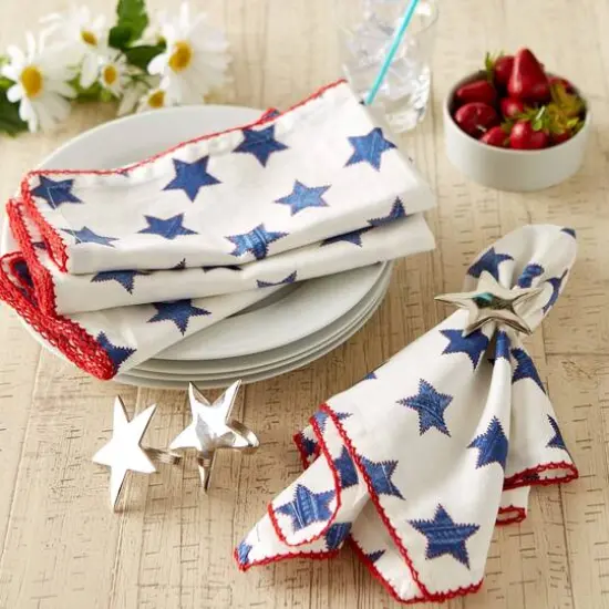DII&reg; Antique Blue Stars with Embroidered Edge Napkins, 6ct. {8}