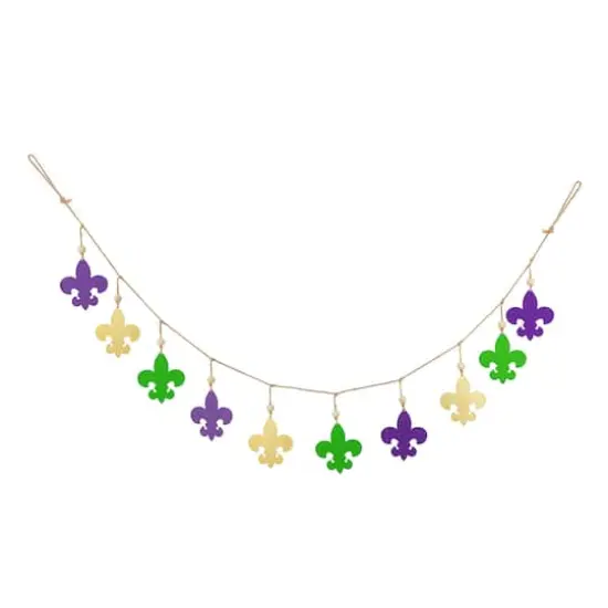 Glitzhome&reg; 6ft Mardi Gras Metal Fleur-de-Lis Garland {1}