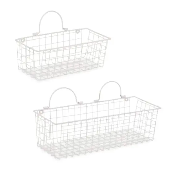 DII&reg; Wire Wall Basket Set Antique White {1}