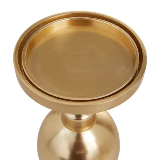 Set of 3 Gold Aluminum Transitional Candle Holders, 10" x 4" x 4" {6}