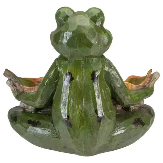 14" Green Frog With Leaf Birdfeeder Outdoor Garden Statue {6}