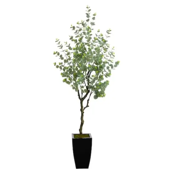 5.5ft. Eucalyptus Artificial Tree in Black Metal Planter {1}