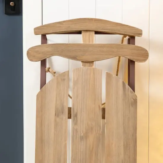 Glitzhome&reg; 34.25"&nbsp;Wooden Natural Christmas Sleigh Porch Decor {5}