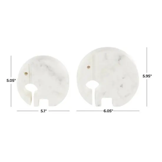 White & Gray Circular Abstract Marble Elephant Sculpture Set {8}
