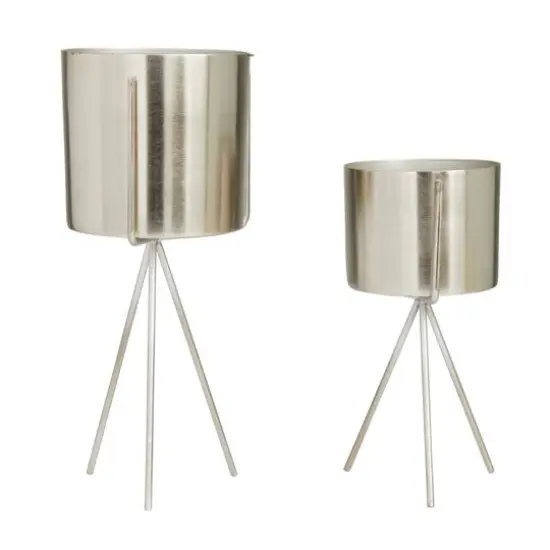 Silver Contemporary Planter, Set of 2" 5", 4" {6}