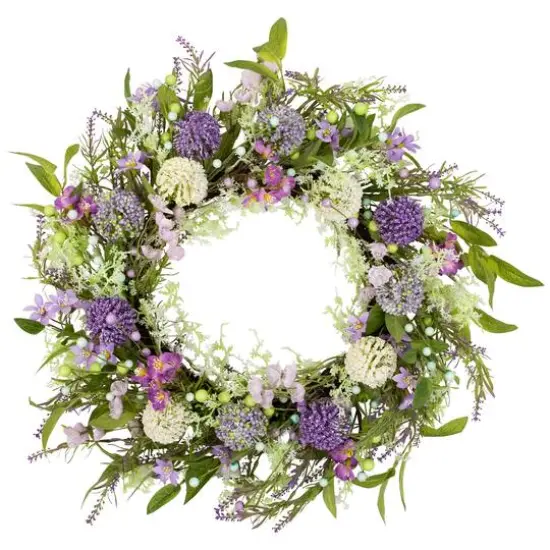 28" Purple Wild Flower & Berry Spring Wreath {1}
