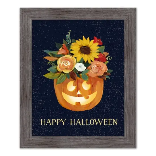 Floral Jackolantern 16" x 20" Western Gray Framed Print {1}