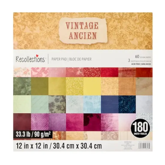12" x 12" Vintage Paper Pad by Recollections&trade;, 180 Sheets {6}