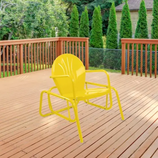 Outdoor Retro Metal Tulip Glider Patio Chair Yellow {3}