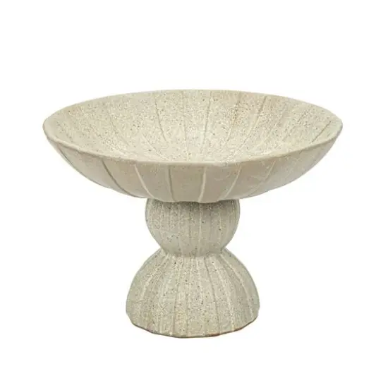 Hello Honey&reg; 10.25" Tan Reactive Glaze Debossed Stoneware Footed Bowl {1}