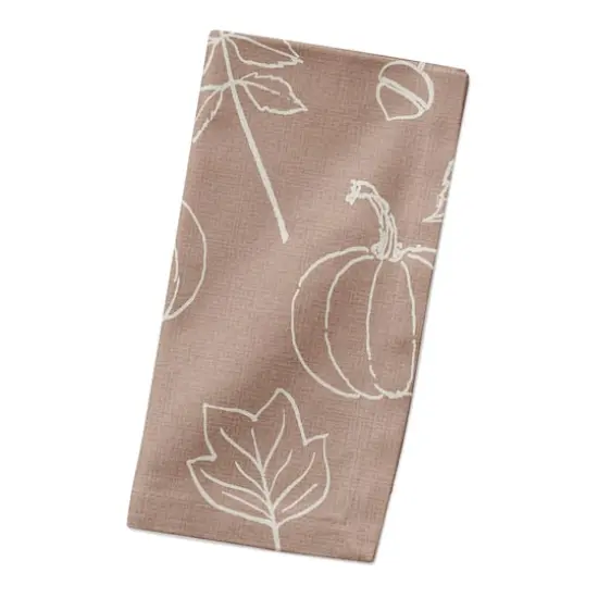 Dusty Rose Fall Pattern Cotton Twill Napkin {3}
