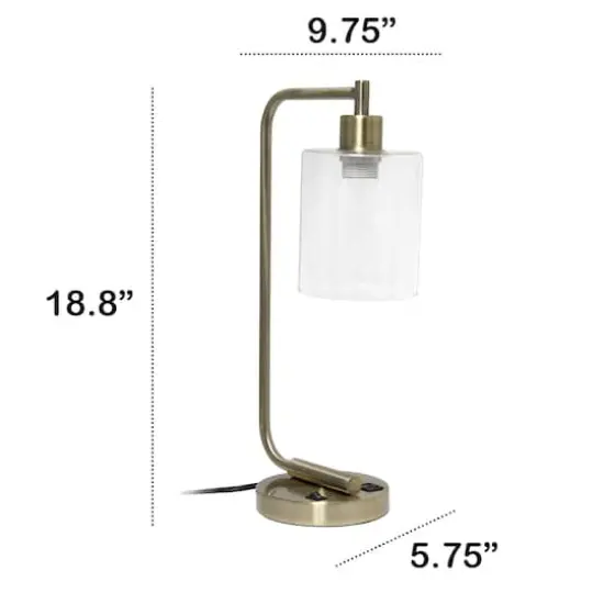 Lalia Home 18.8" Antique Brass Modern Iron Desk Lamp with USB Ports {4}