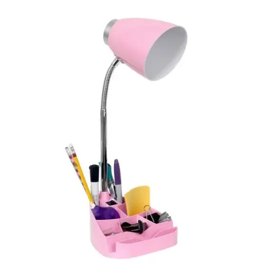 LimeLights 18.5" Gooseneck Organizer Desk Lamp with Tablet Stand Pink {8}