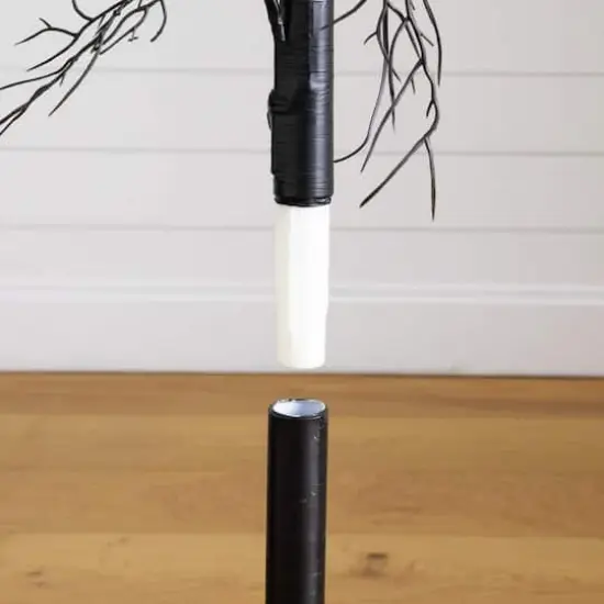 4ft. Pre-Lit Artificial Halloween Black Twig Tree with 24 Orange LED Pumpkin Shaped Lights {9}