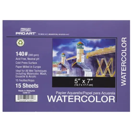 Pro Art&reg; 140lb. Watercolor Paper Pad, 5" x 7" {1}