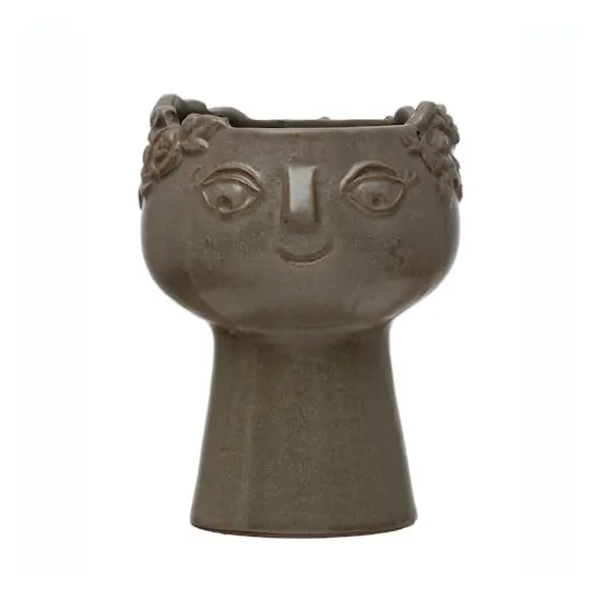 Hello Honey&reg; 7" Reactive Glaze Stoneware Planter with Face {1}