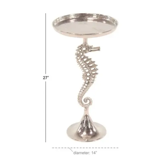 27" Silver Aluminum Coastal Accent Table {8}