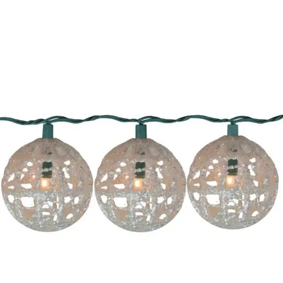 10ct. Miniature Sparkly White Ball Party String Lights {1}