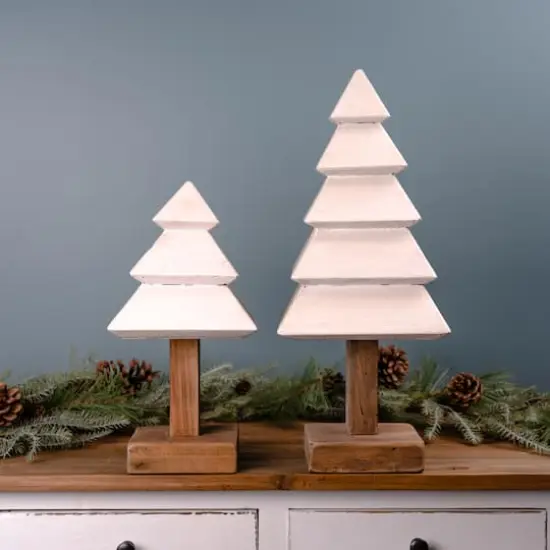 Tiered Wood Pine Tree Set {3}
