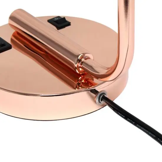 Lalia Home Iron Desk Lamp with USB Port and Glass Shade Rose Gold {11}