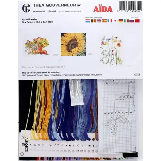 Thea Gouverneur Pansies Cross Stitch Kit {6}