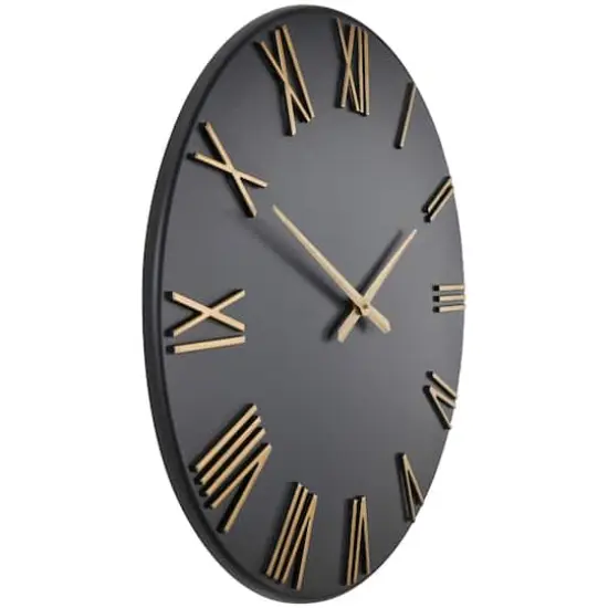 31" Modern Black & Gold Metal Wall Clock {4}