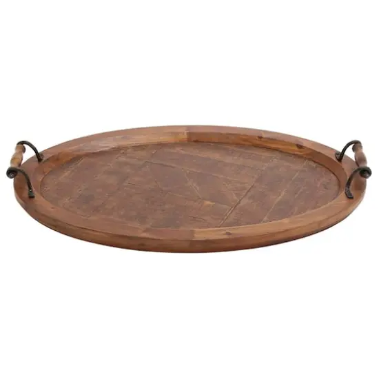 29" Natural Brown Wood Rustic Tray {1}