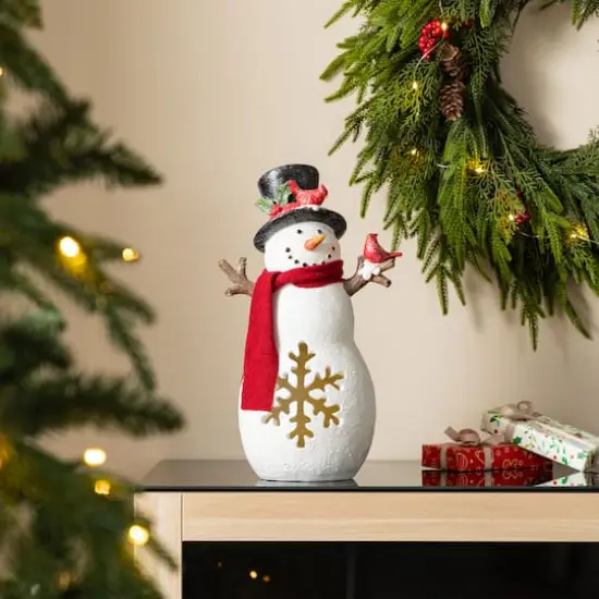 Glitzhome&reg; 15" Christmas Lighted Resin Snowman Table Decor {5}