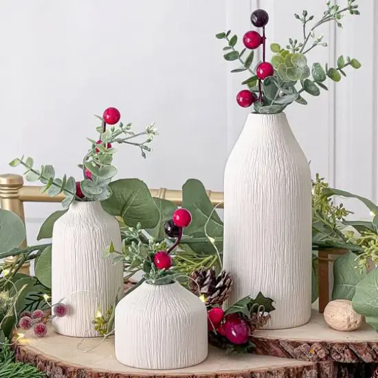 Kate Aspen&reg; White Boho Ceramic Bud Vase Set {8}