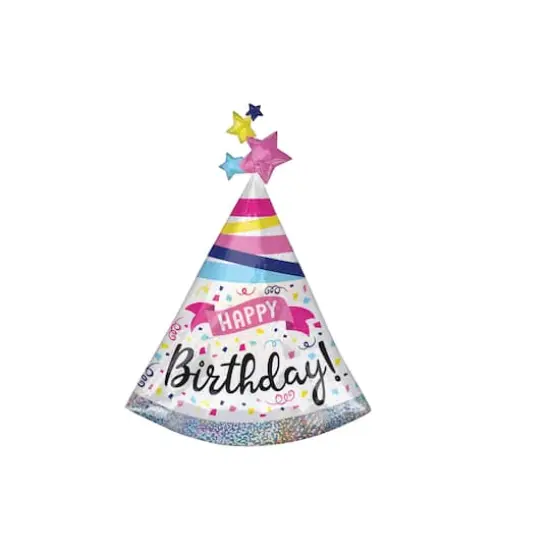 36" Happy Birthday Party Hat Foil Balloon {1}