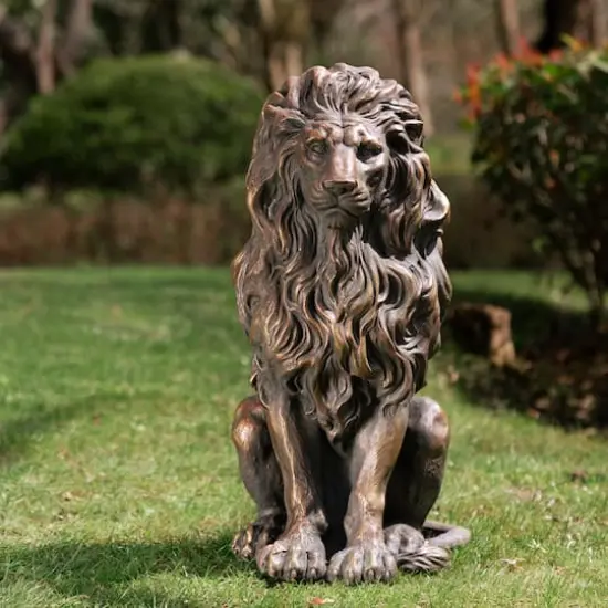 Glitzhome&reg; 21" Guardian Sitting Lion Statue {5}