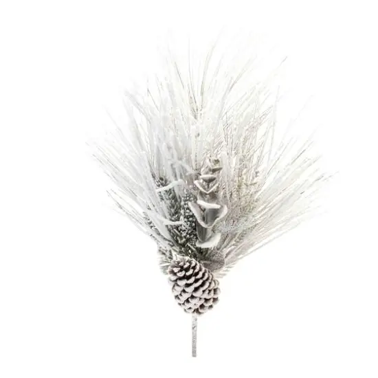 2ft. Flocked Mixed Long Needle Pine Spray with Pinecone, 2ct. {3}