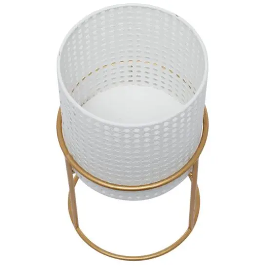 Set of 3 White Iron Contemporary Planter, 23" x 19" x 16" {8}