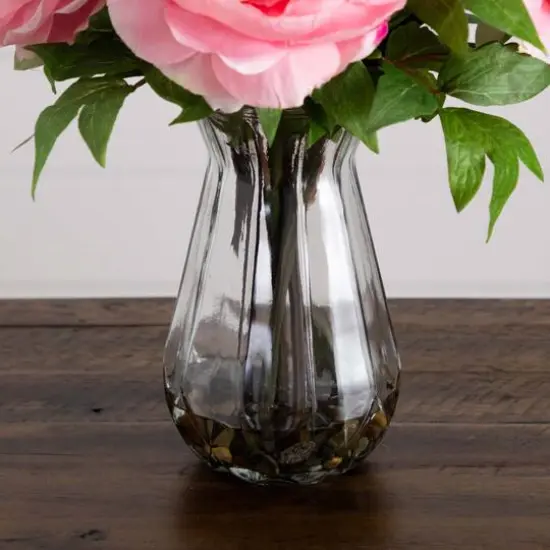 16" Light Pink Peony Arrangement in Glass Vase {7}