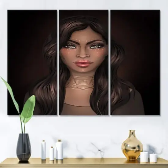 Designart - Portrait of African American Woman IV - Modern Canvas Wall Art Print {3}