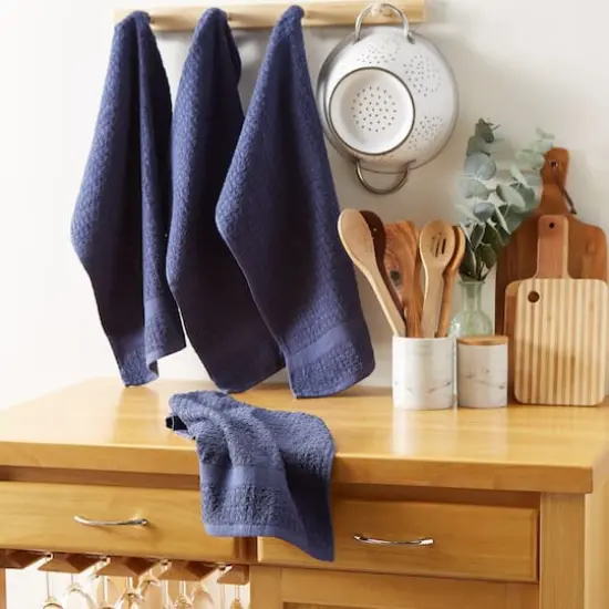 DII&reg; Solid French Blue Waffle Terry Dishtowels, 4ct. {4}
