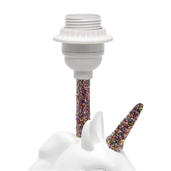Simple Designs 15.5" Unicorn Table Lamp White/Rainbow Glitter {7}
