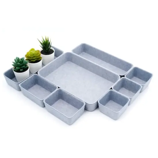 Welaxy Felt 8 Piece Drawer Organizer Tray Set Glacier {7}
