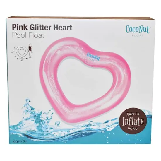 CocoNut Float 4ft. Pink Glitter Heart Pool Float {6}