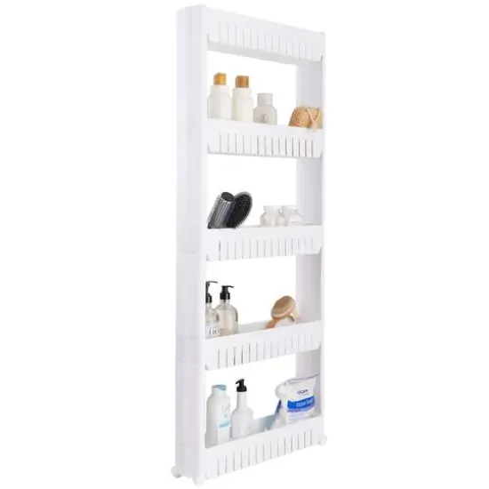 Simplify 5-Tier Slim Slide-Out White Storage Cart {4}
