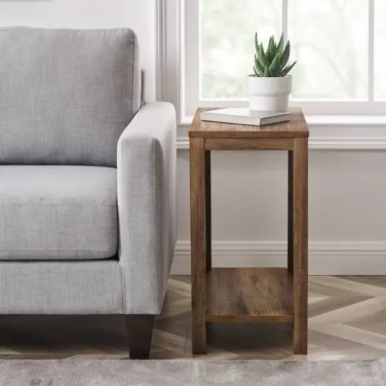 Walker Edison Reclaimed Barnwood Narrow A-Frame Side Table {6}