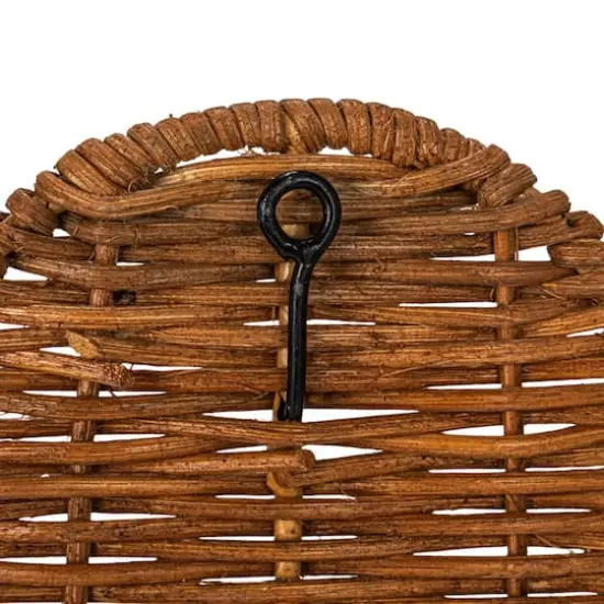 Hello Honey&reg; Natural Rattan Wicker Wall Shelf with Scalloped Edge & Metal Rod {6}