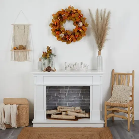 30" Autumn Pumpkin & Maple Leaf Fall Wreath {3}