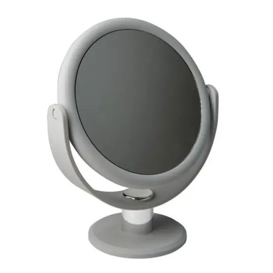 Home Details 7" Black Dual Sided 10X Magnification Rubberized Vanity Mirror Gray {1}