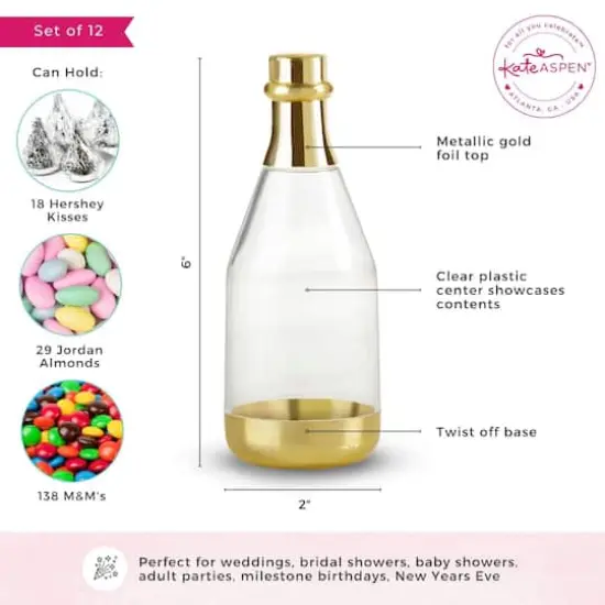 Kate Aspen&reg; Medium Gold Metallic Champagne Bottle Favor Containers, 12ct. {8}