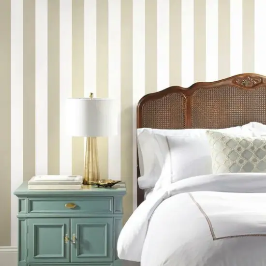 RoomMates Awning Stripe Peel & Stick Wallpaper Pearl Neutral {7}