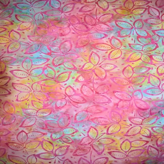 Feldman Premium Indonesian Batik Pastel Leaves Fabric {4}
