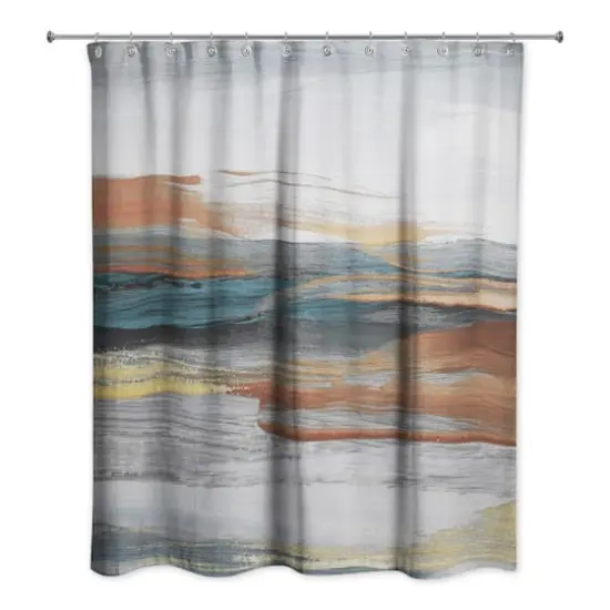 Navy and Rust 71" x 74" Shower Curtain {3}