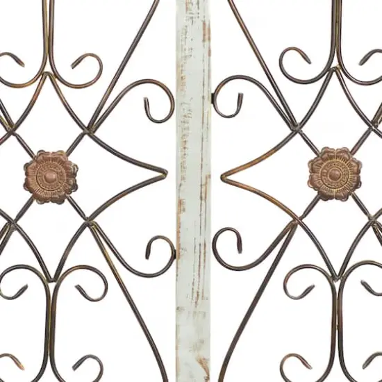 46" White & Brown Rustic Metal & Wood Arched Gate Wall D&eacute;cor {3}