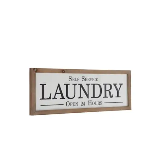 White Farmhouse Laundry Wood Wall Decor, 13" x 32" {3}